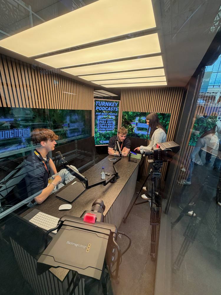 Live recording booth at a podcast show