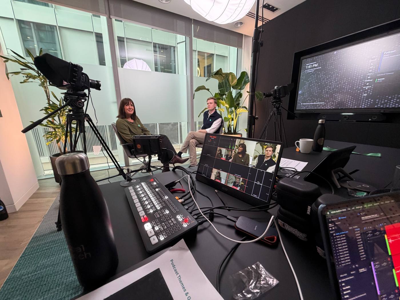 Multi-camera video podcast set-up on a location shoot